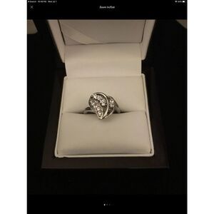 New~Pretty Silver Sim Diamond Heart Swirl Promise Style Ring Sz 6